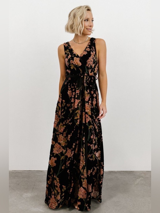 Baltic Born Dresses & Skirts - Baltic Born Lennon Black Floral Velvet Maxi Dress